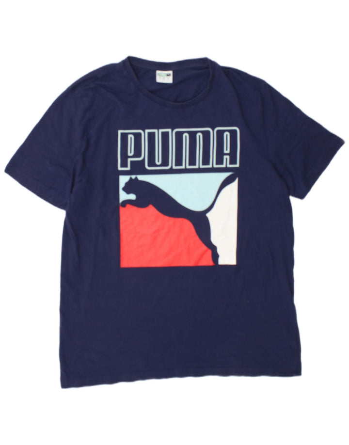 Camiseta masculina Puma Graphic Top grande algodão azul marinho