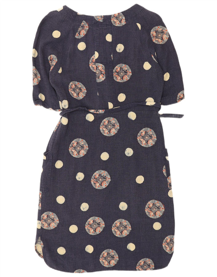 Vestido bainha feminino White Stuff Reino Unido 8 pequeno algodão azul marinho com bolinhas