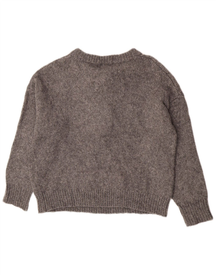 Zara Suéter feminino oversized com gola redonda Reino Unido 14 cinza médio
