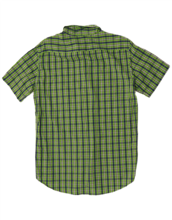 Camisa masculina Carrera de manga curta regular fit grande algodão xadrez verde