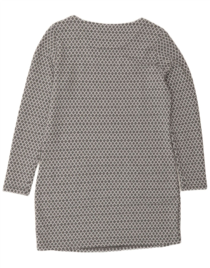 Vestido básico feminino Joules de manga comprida Reino Unido 10 algodão geométrico cinza pequeno
