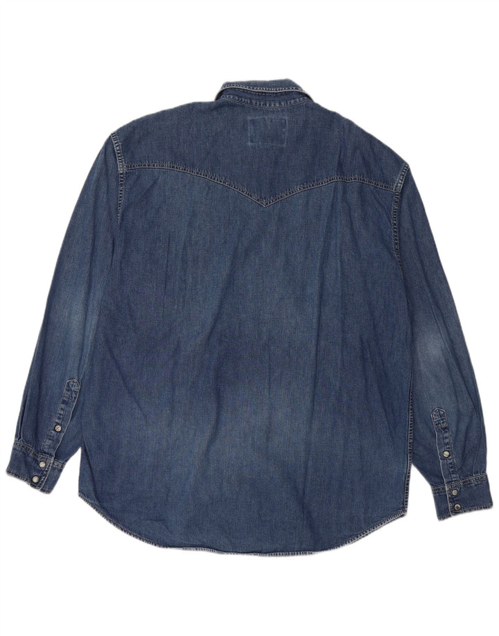 Camisa jeans masculina Wrangler XL azul algodão