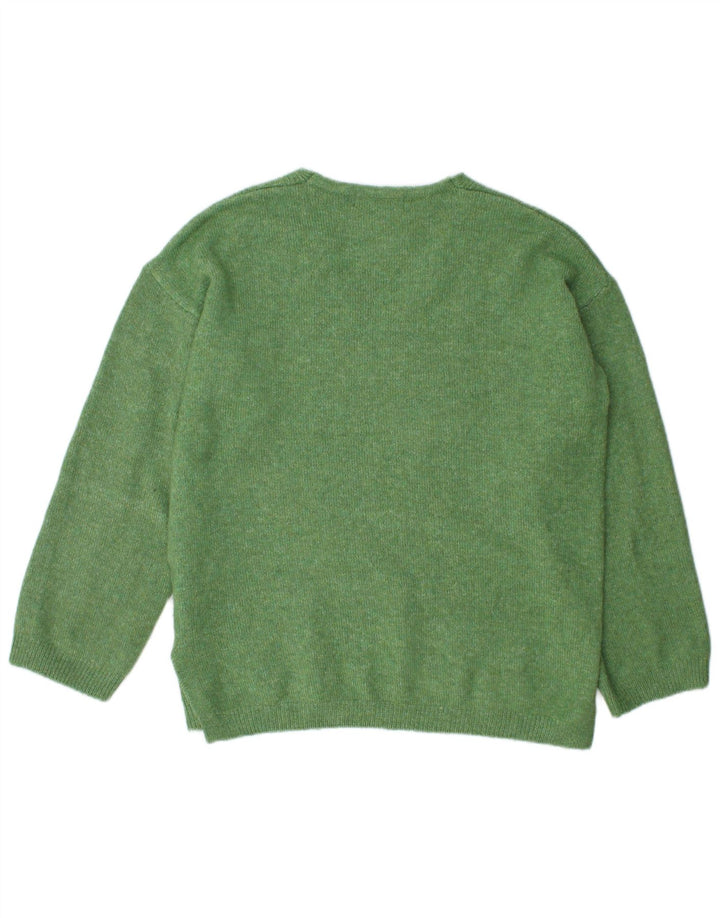 Suéter feminino Marks & Spencer grande com decote em V Reino Unido 14 médio verde