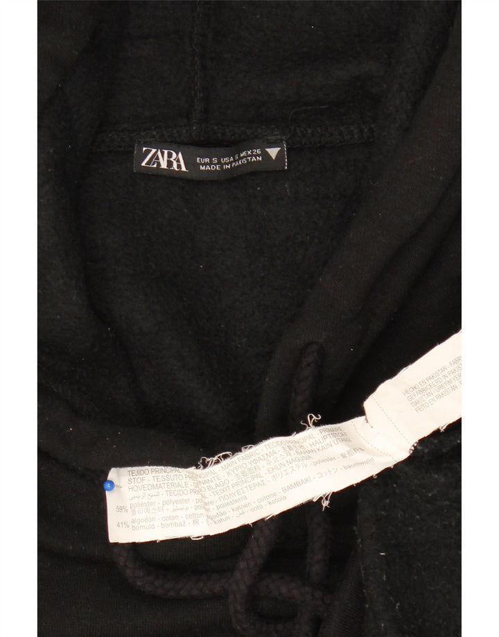 Zara Womens Oversized Hoodie Jumper UK 10 Pequeno Poliéster Preto