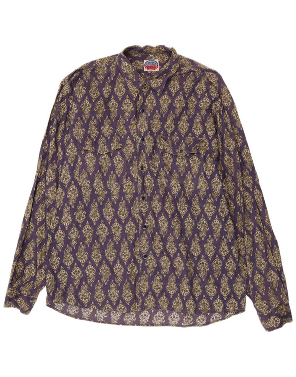 Camisa masculina vintage 2XL algodão paisley roxo