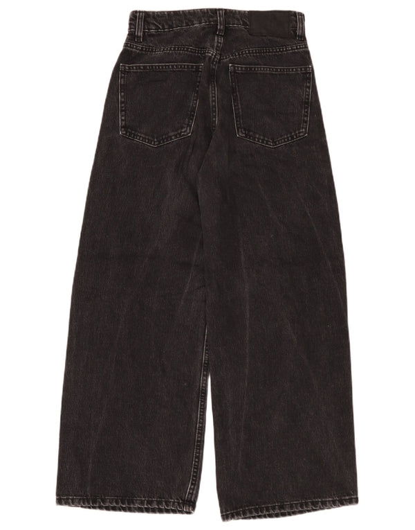 Zara Jeans feminino cintura alta com perna larga EU 36 XS W26 L26 algodão preto