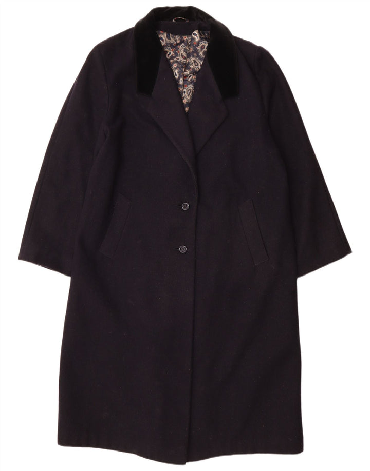 Sobretudo feminino vintage grande UK 14 azul marinho médio