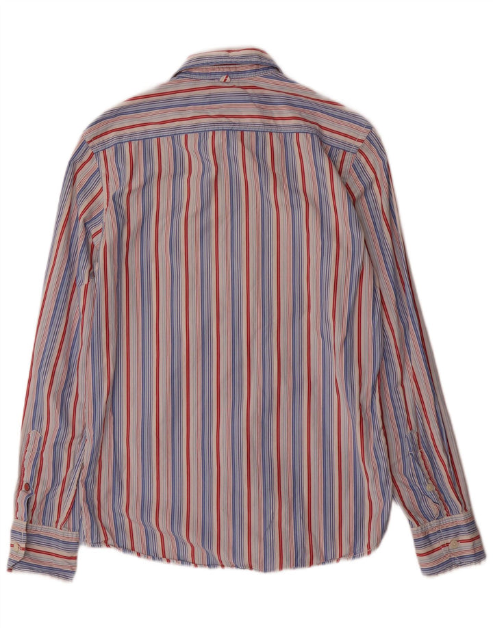 Camisa masculina Tommy Hilfiger pequena listrada multicolorida de algodão