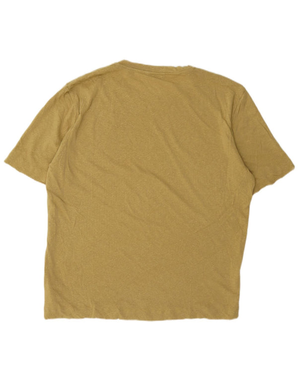 Camiseta feminina Massimo Dutti Top UK 20 2XL linho amarelo