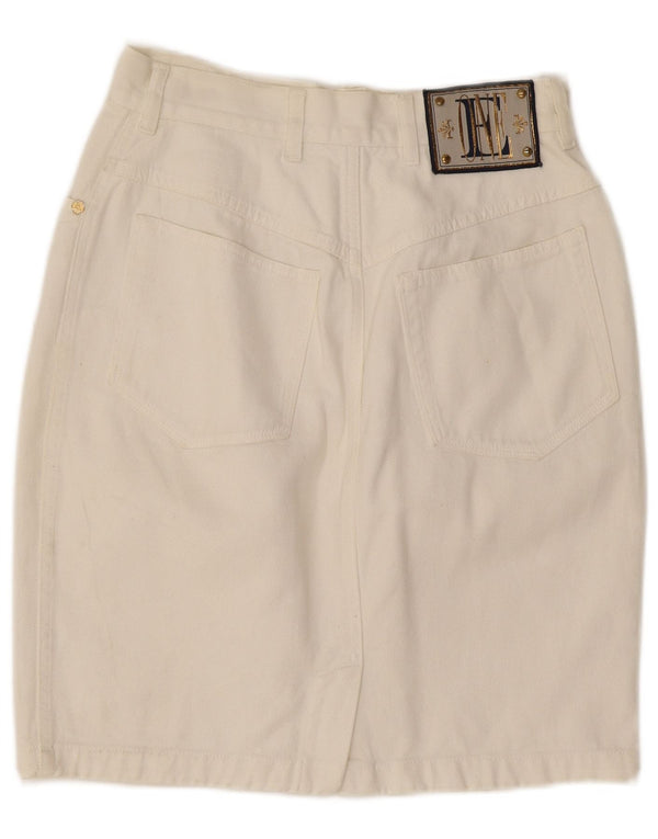 Escada Womens Margaretha Ley Saia jeans de cintura alta UE 38 Médio W26 Branco