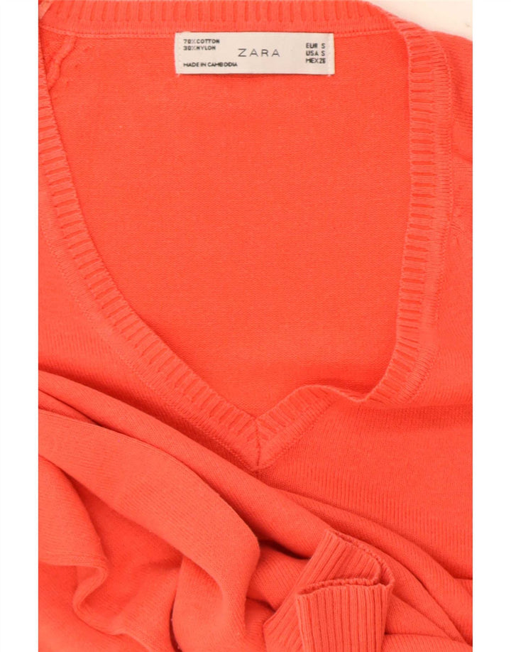 Suéter feminino Zara com decote em V UK 10 pequeno vermelho