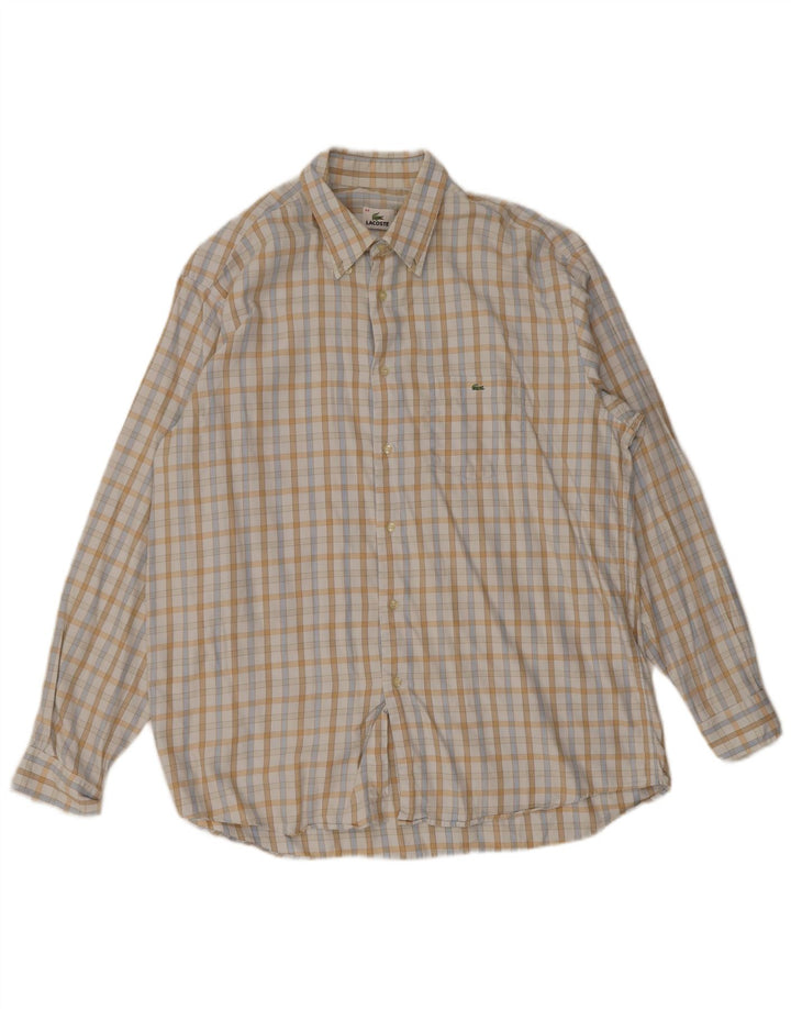 Lacoste Camisa masculina tamanho 44 XL Off White Check