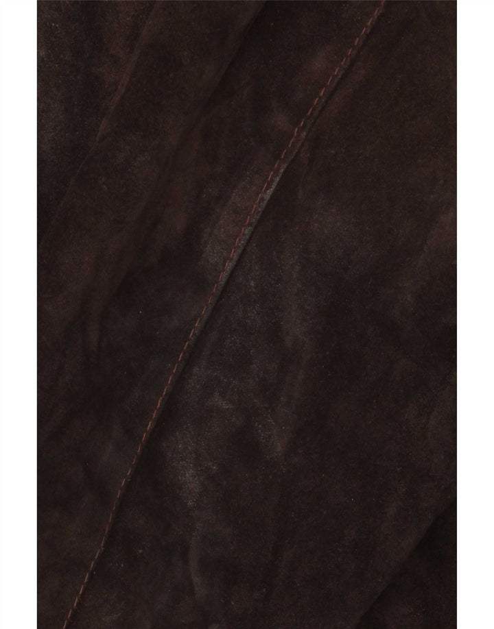 Jaqueta masculina vintage de camurça com ajuste solto Reino Unido 36 couro marrom pequeno