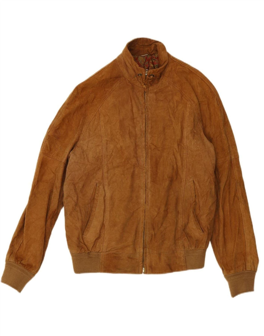 Jaqueta bomber masculina VINTAGE de camurça UK 36 pequena marrom
