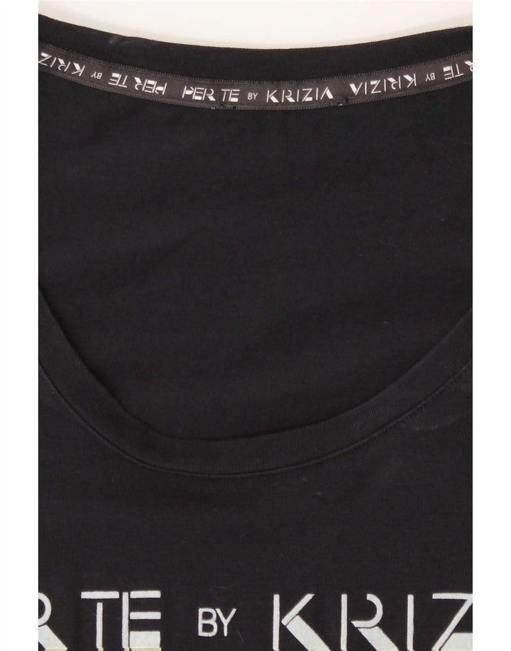 Camiseta feminina com estampa regular Perte by Krizia Top Reino Unido 12 Médio Azul Marinho