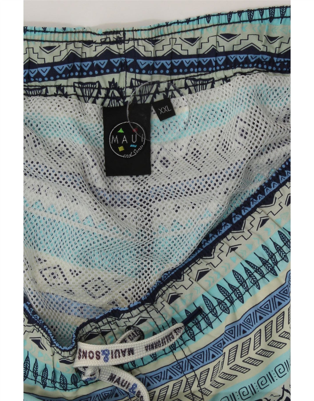Maui and Sons Calção de banho masculino 2XL poliamida geométrica azul