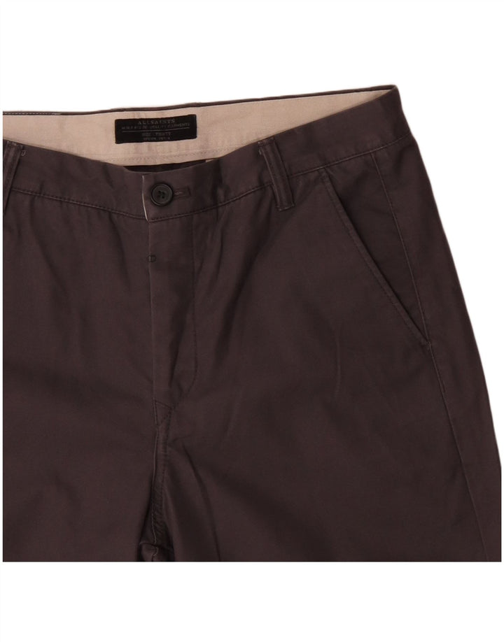 All Saints Mens Chino Shorts W30 Algodão Marrom Médio