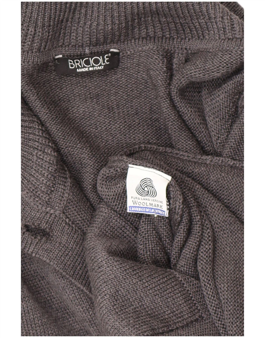 Suéter cardigã feminino longline Reino Unido 14 lã virgem cinza médio