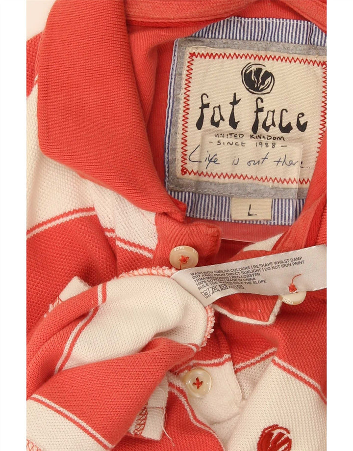 Camisa polo masculina Fat Face grande algodão listrado vermelho
