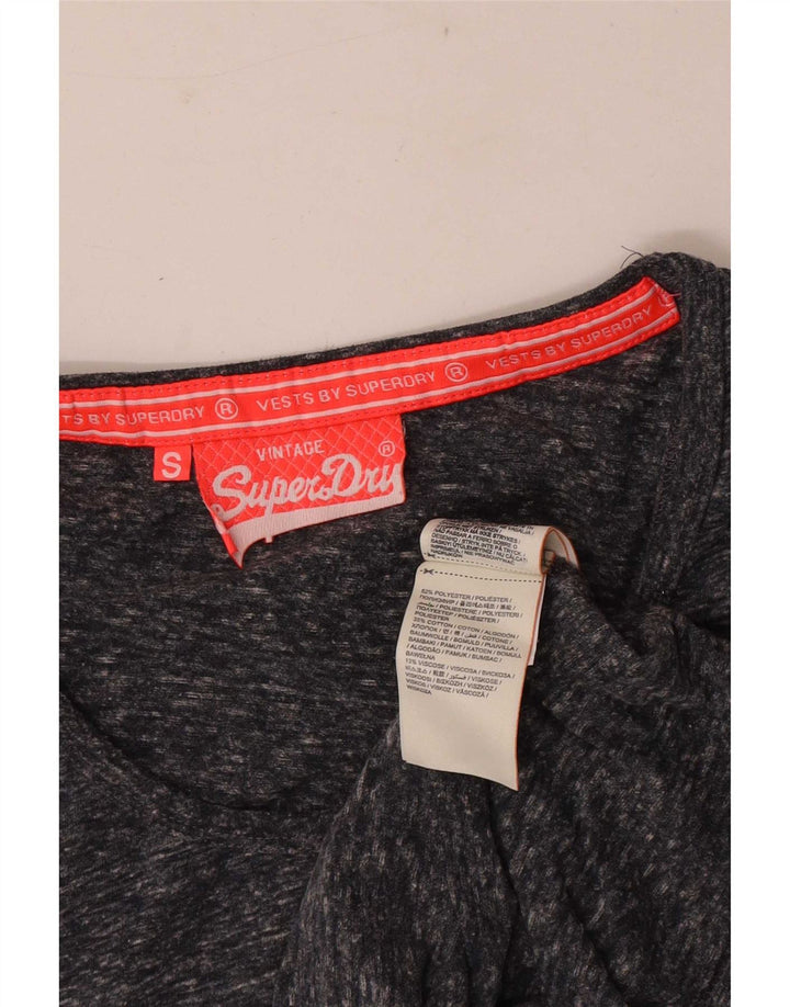 Colete gráfico feminino Superdry Top UK 10 poliéster manchado cinza pequeno