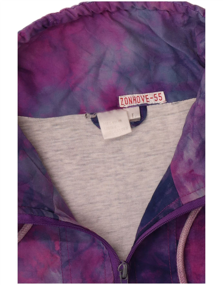 Jaqueta feminina vintage UK 16 grande tie-dye multicolorida