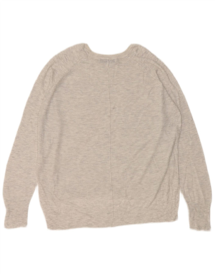 Suéter feminino Zara com gola canoa UK 14 cinza médio
