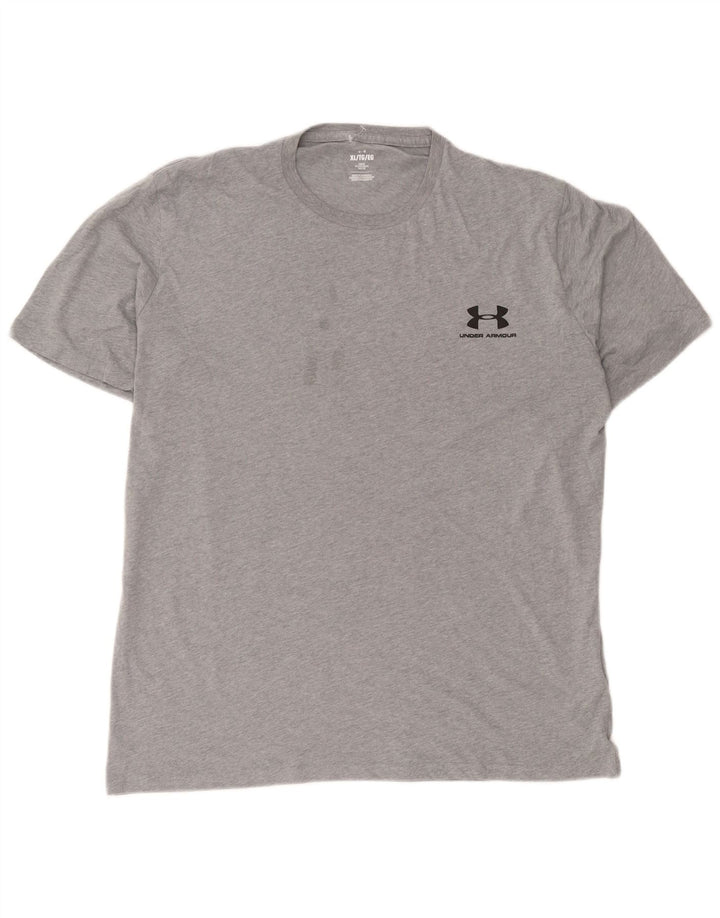 Camiseta masculina Under Armour Top XL algodão manchado cinza