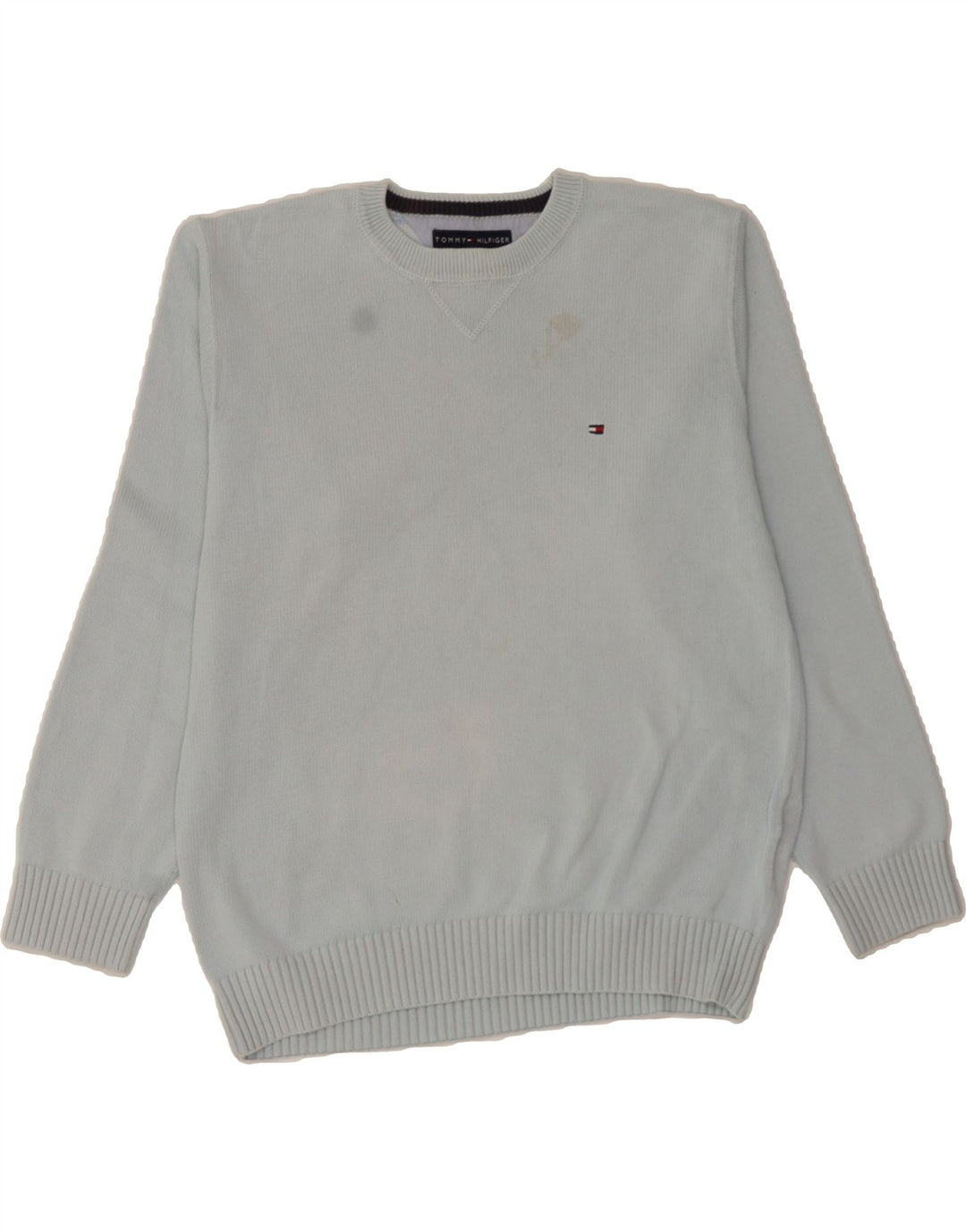 TOMMY HILFIGER Mens Crew Neck Jumper Sweater Large Blue Cotton Vintage Tommy Hilfiger and Second-Hand Tommy Hilfiger from Messina Hembry 