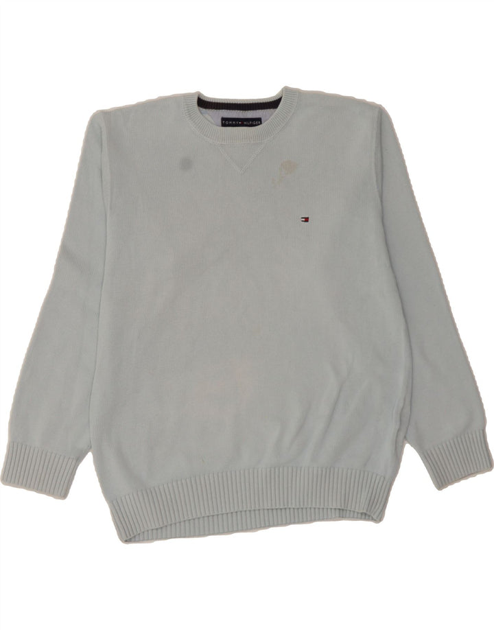 TOMMY HILFIGER Mens Crew Neck Jumper Sweater Large Blue Cotton Vintage Tommy Hilfiger and Second-Hand Tommy Hilfiger from Messina Hembry 