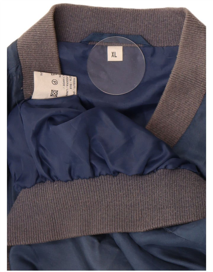 Jaqueta bomber masculina vintage UK 42 XL seda azul