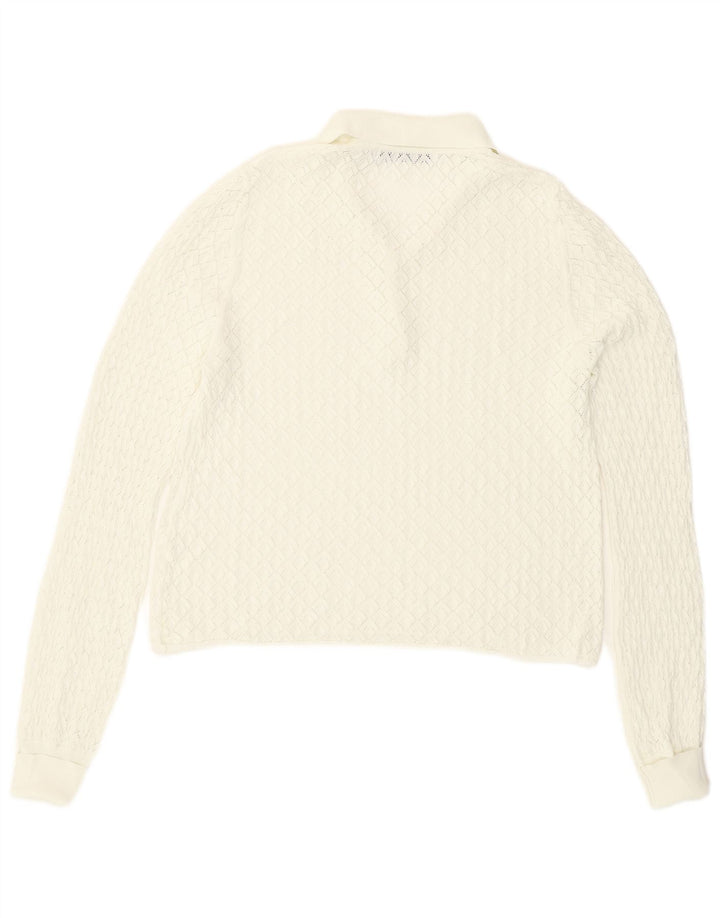 Zara Top feminino transparente manga comprida Reino Unido 14 grande branco
