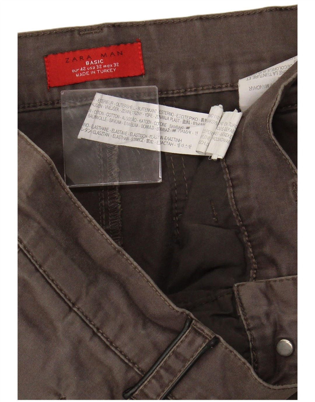 ZARA Mens Slim Chino Calças EU 42 Grande W32 L33 Algodão Marrom