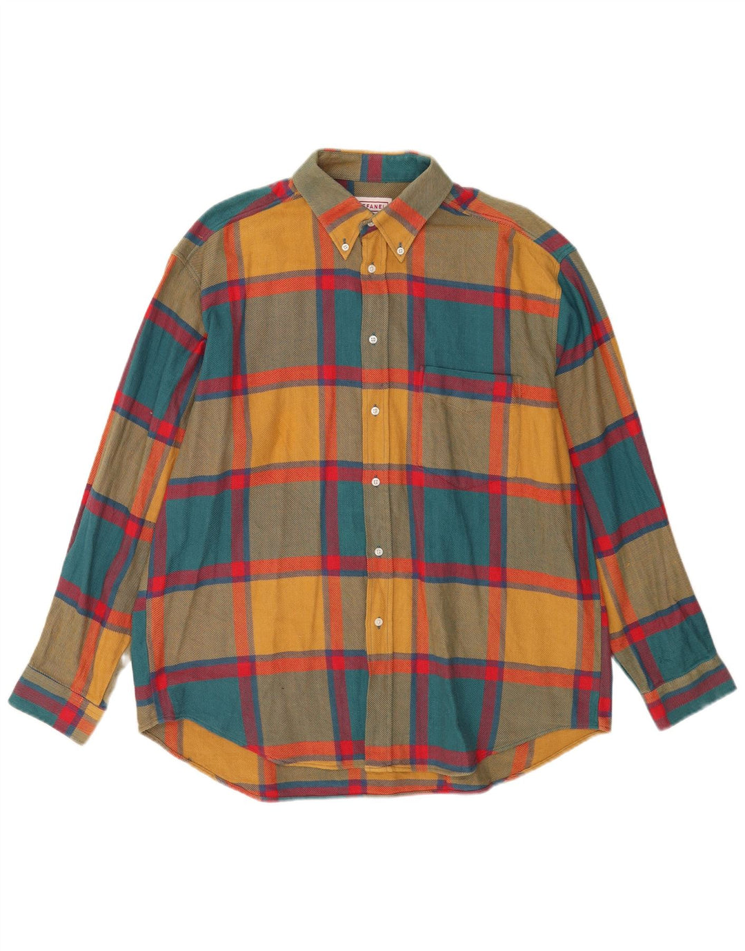 Camisa masculina de flanela STEFANEL XL algodão xadrez multicolorido