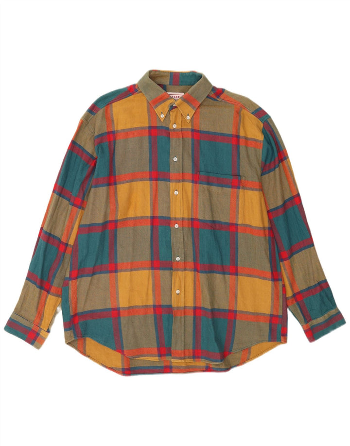 Camisa masculina de flanela STEFANEL XL algodão xadrez multicolorido