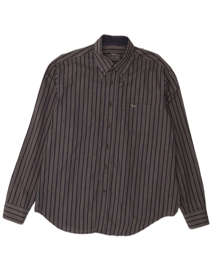 Camisa masculina Harmont & Blaine 2XL algodão listrado cinza