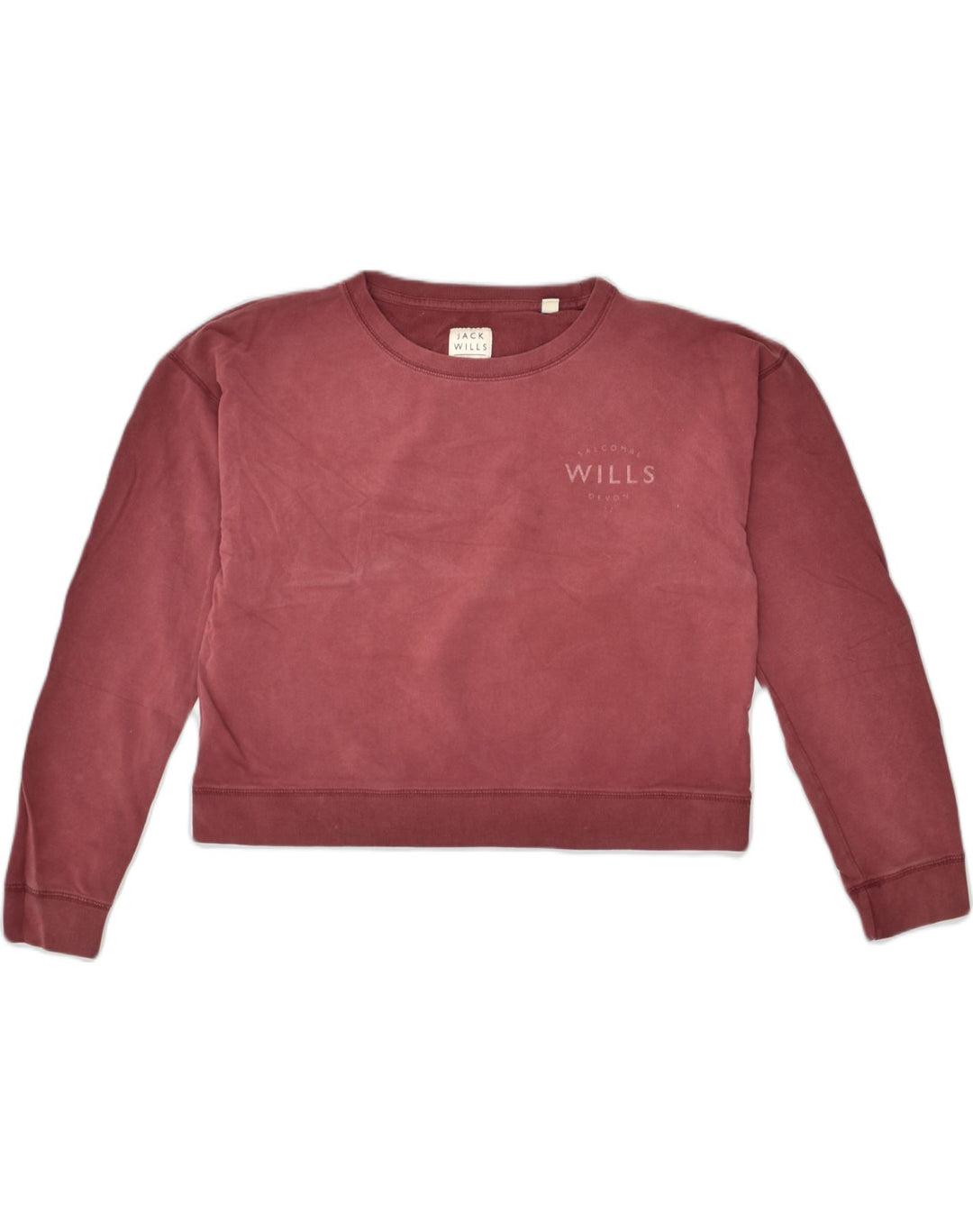 JACK WILLS Womens Sweatshirt Jumper UK 12 Medium Maroon Cotton | Vintage Jack Wills | Thrift | Second-Hand Jack Wills | Used Clothing | Messina Hembry 