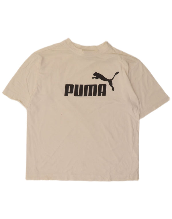 Puma Mens Graphic T-Shirt Top Pequeno Algodão Branco