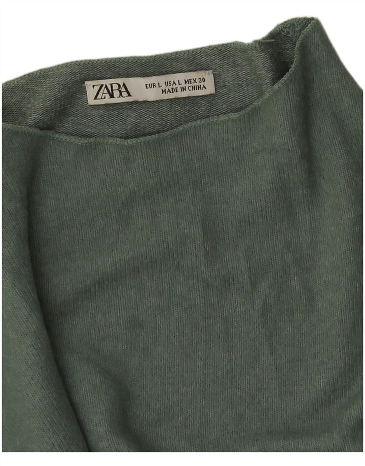 Suéter feminino Zara com gola tartaruga Reino Unido 16 grande verde