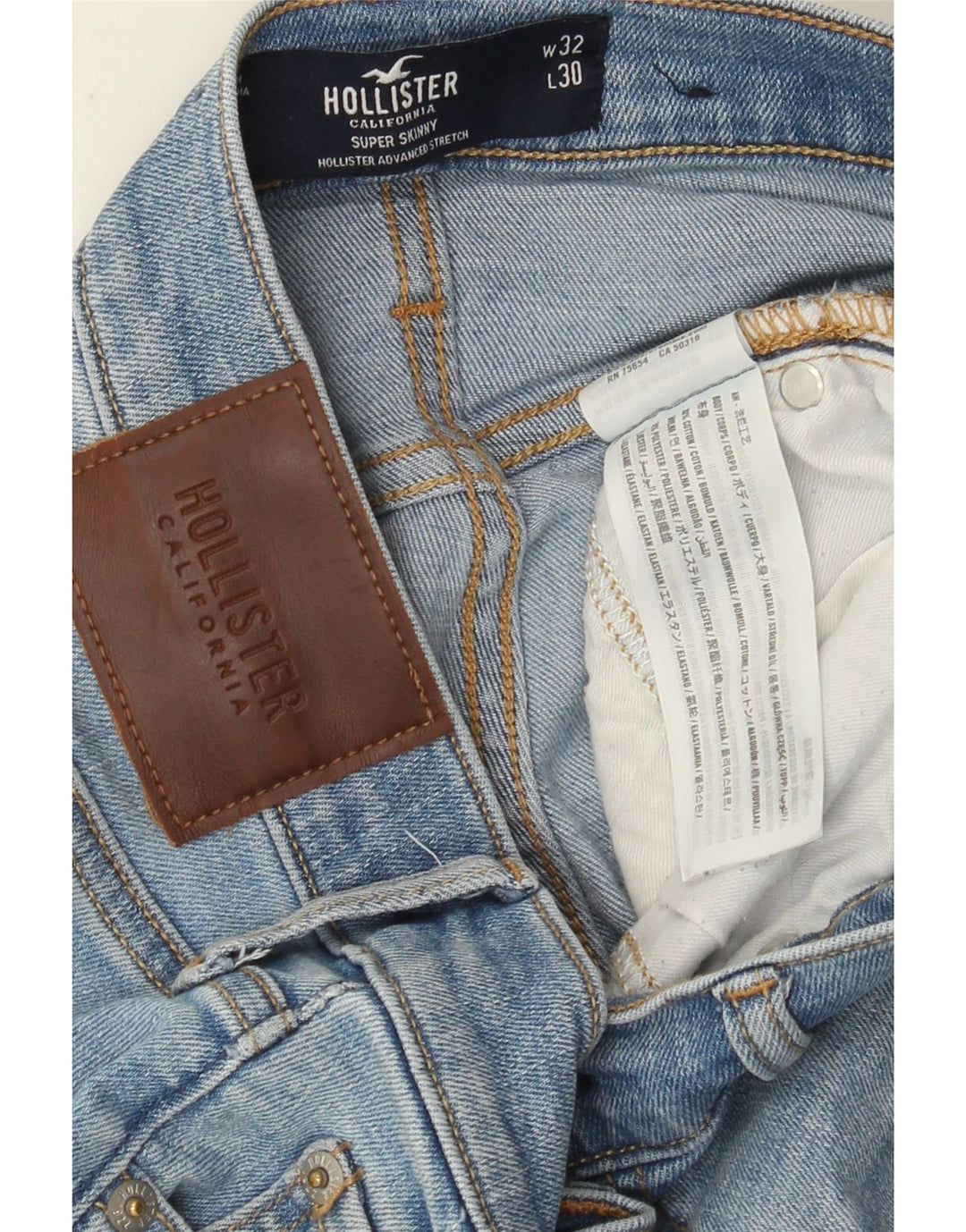 Calça jeans masculina super skinny HOLLISTER W32 L30 algodão azul