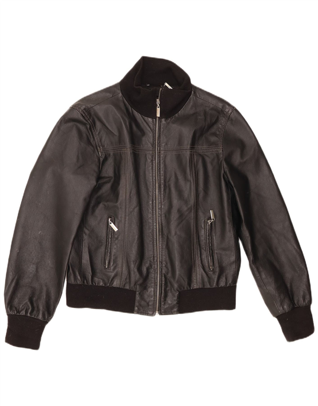 Jaqueta bomber feminina de couro Conbipel IT 48 XL preta colorblock