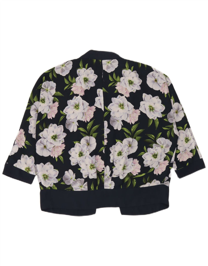 Top cardigã feminino Oasis oversized Reino Unido 12 médio azul marinho floral