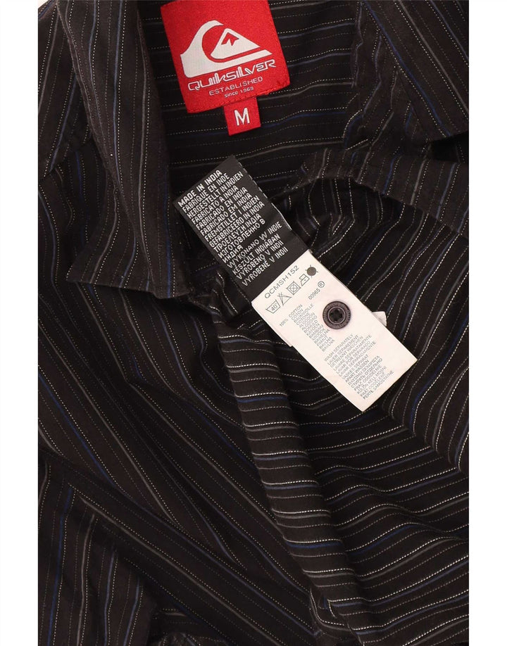 Camisa masculina Quiksilver de algodão listrado preto médio