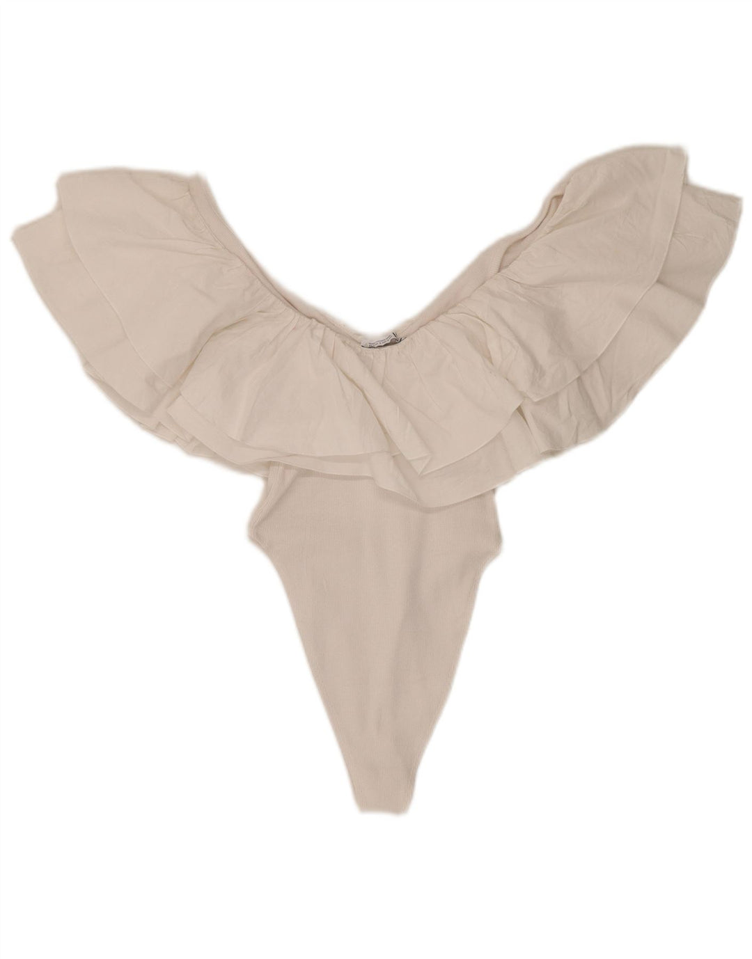 Macacão feminino Zara com babados UK 8 pequeno algodão branco