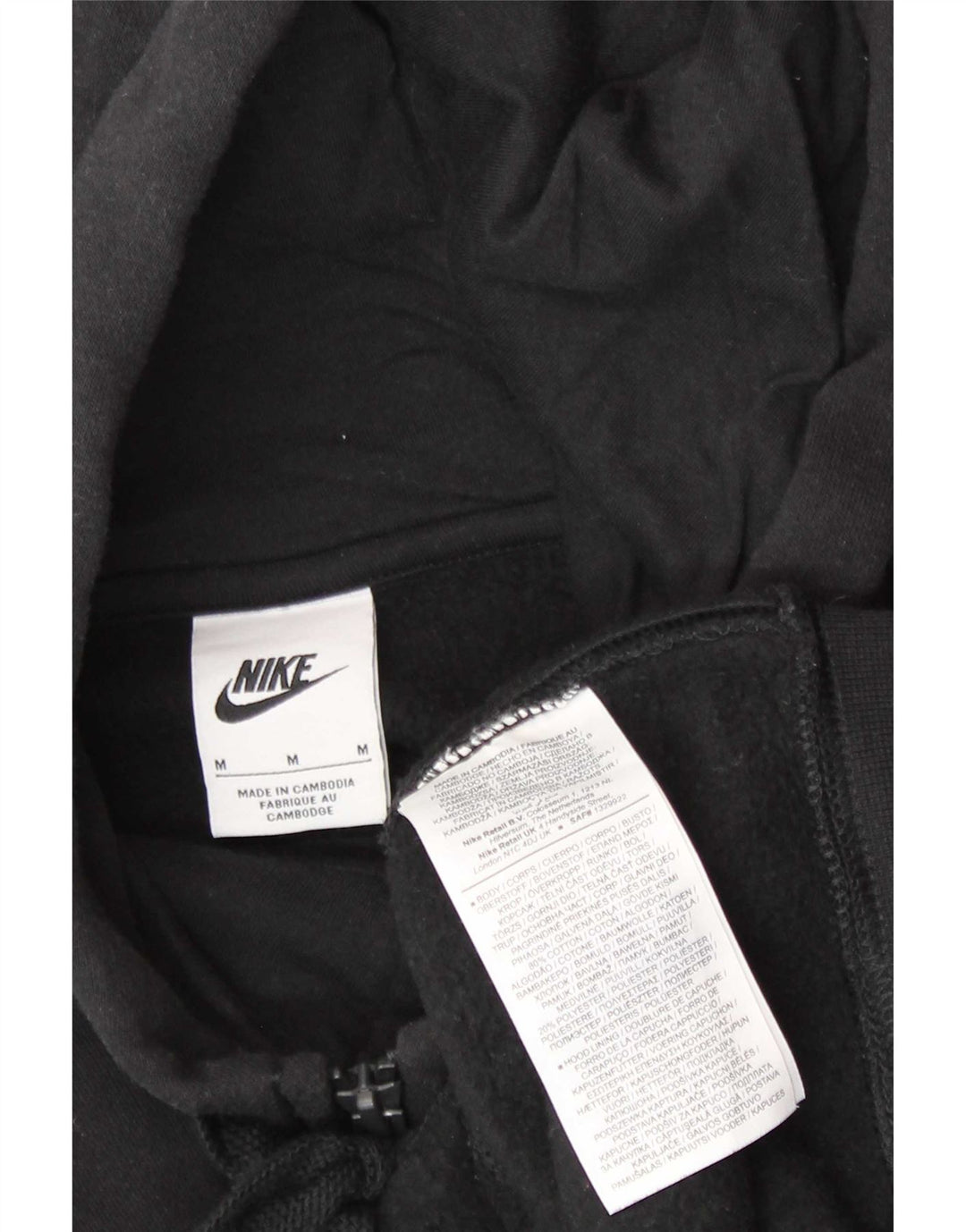 Suéter Nike masculino com capuz e zíper médio preto algodão