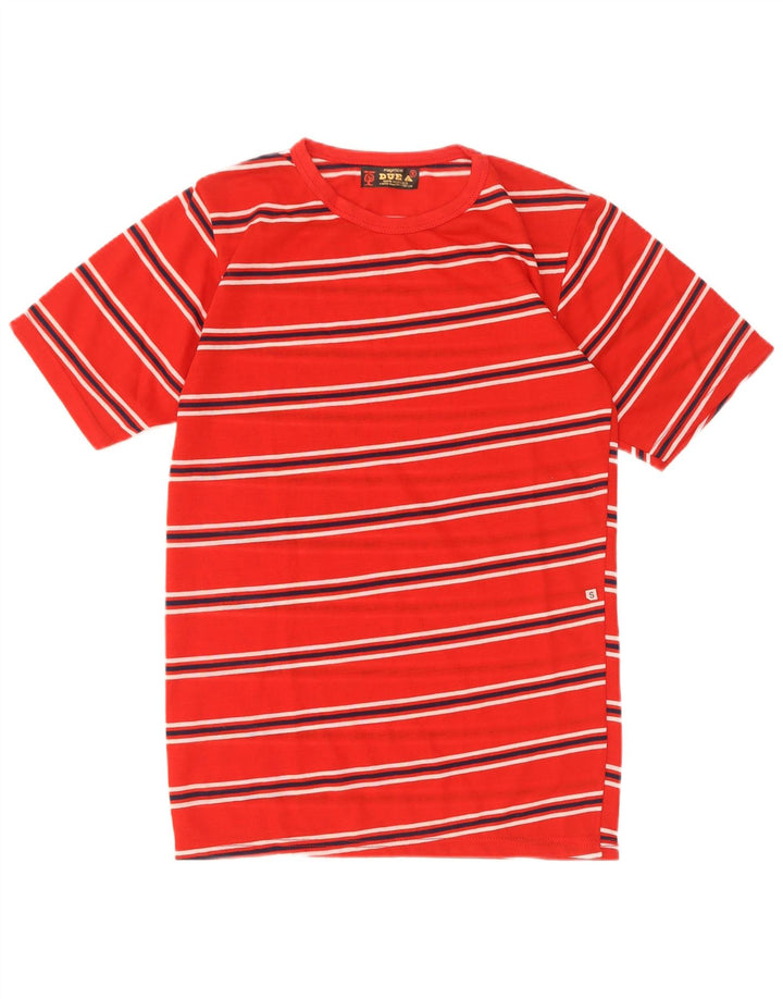 Camiseta masculina vintage top pequeno acrílico listrado vermelho