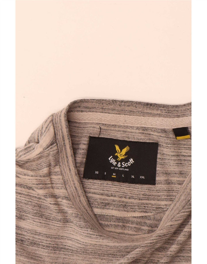 Lyle & Scott Camiseta masculina de algodão listrado cinza médio