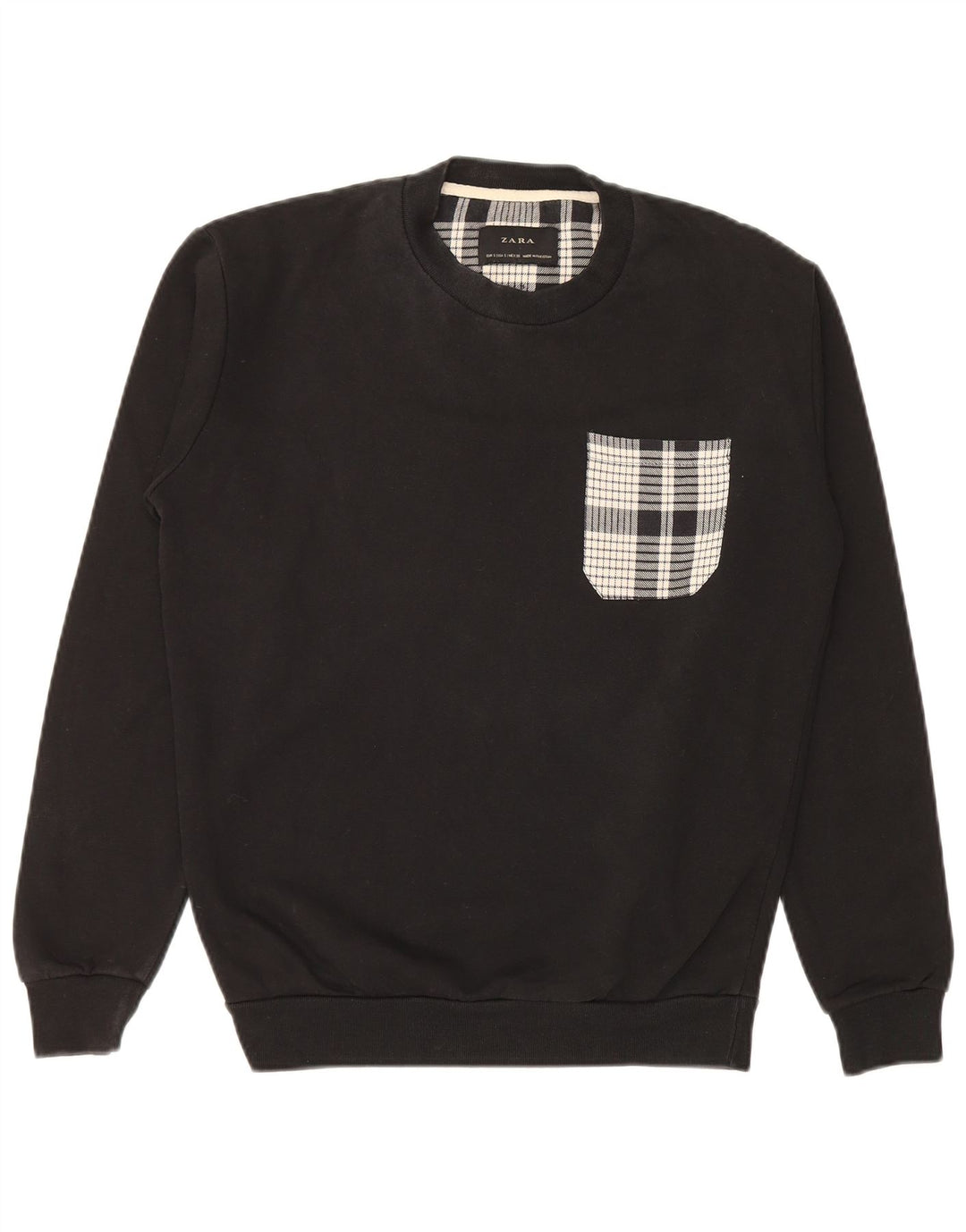 Zara Moletom Masculino Jumper Pequeno Xadrez Preto