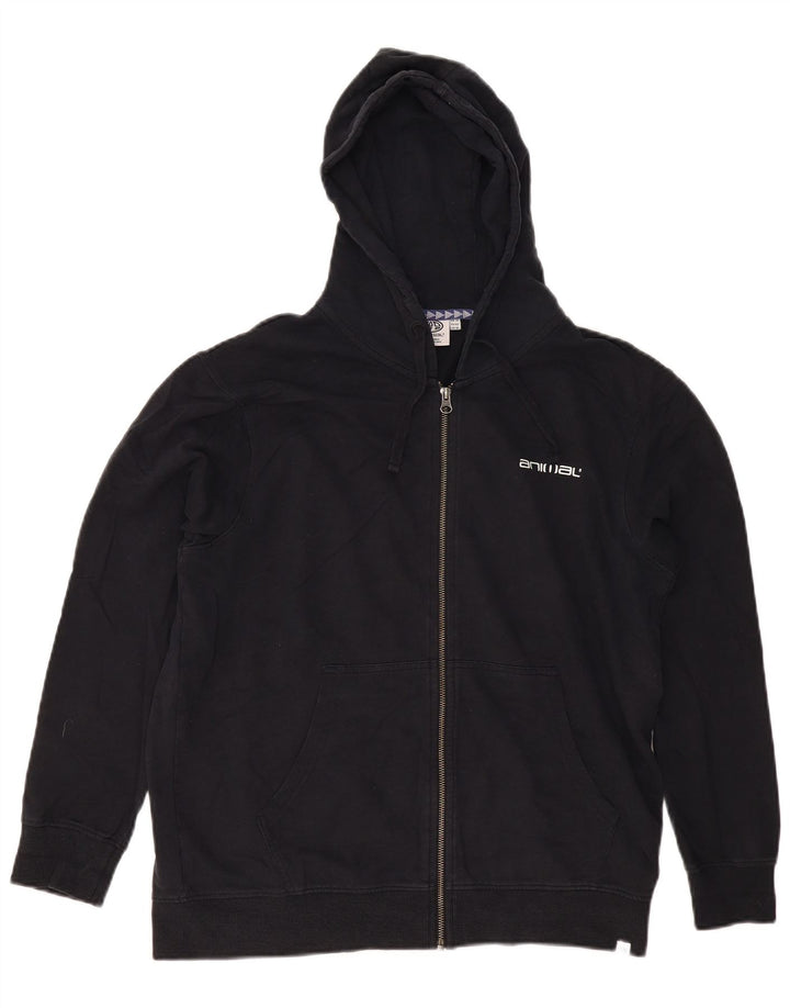 ANIMAL Suéter feminino com capuz e zíper Reino Unido 14 grande algodão preto