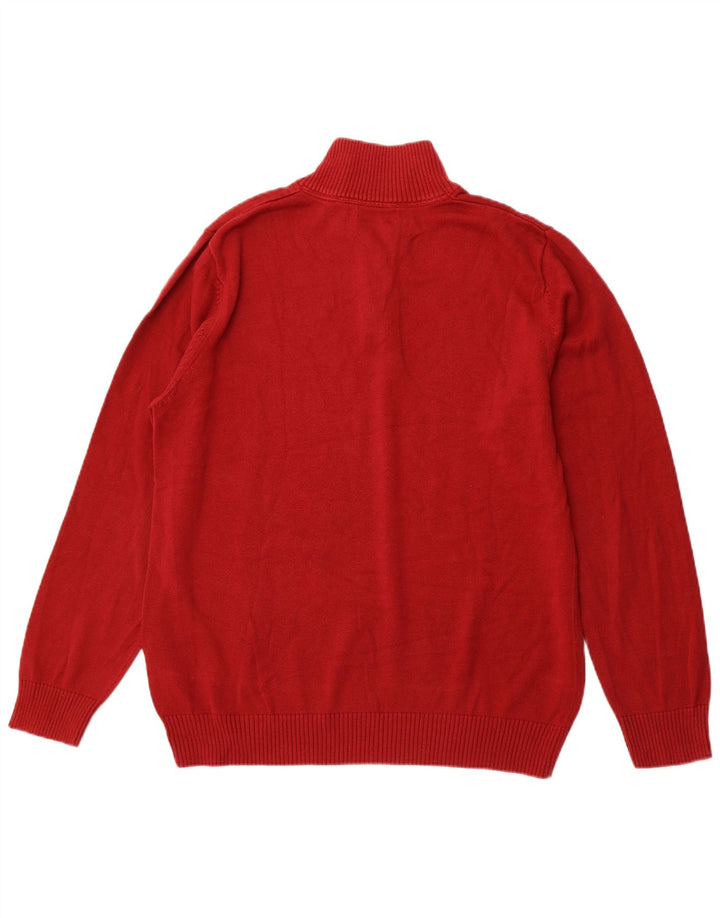 Suéter masculino NAUTICA com zíper e gola grande de algodão vermelho