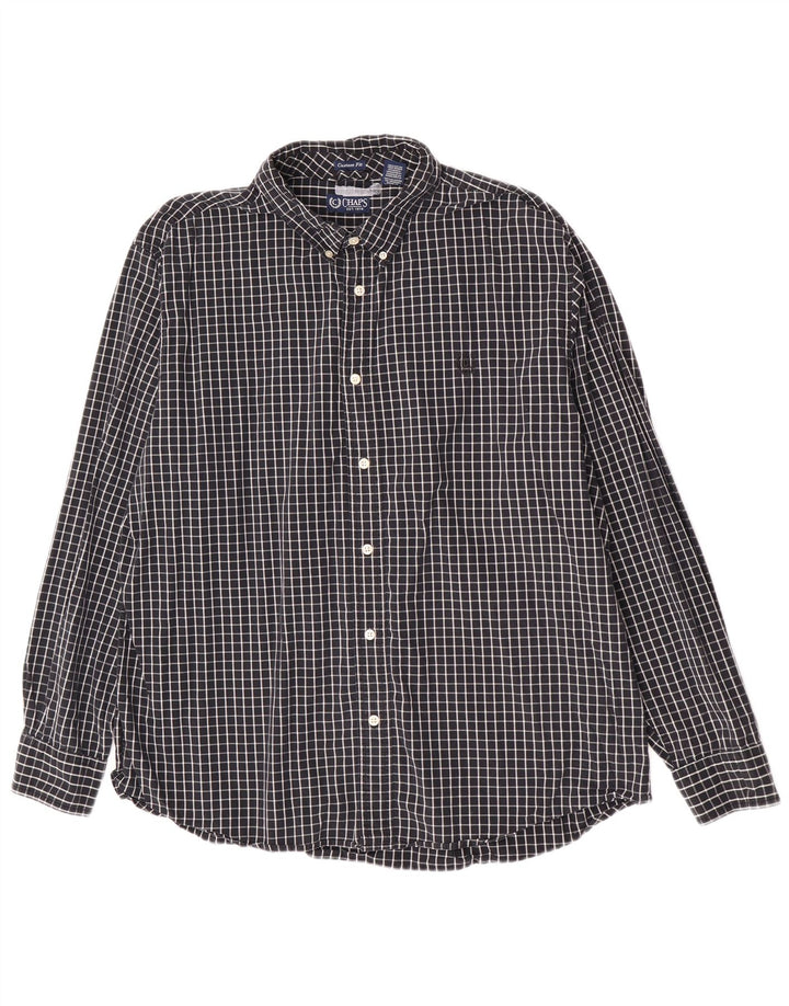 Camisa masculina Chaps Custom Fit 2XL algodão xadrez preto